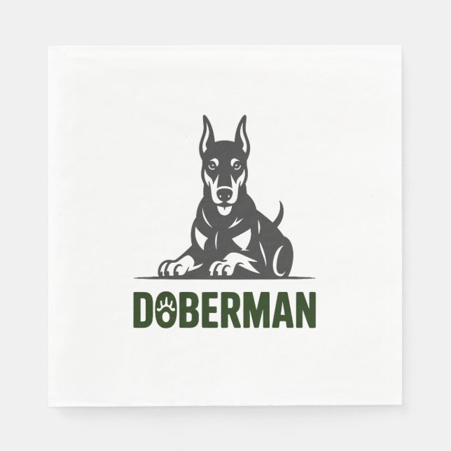 Doberman Dog Vector 2 Colours Napkin (Front)