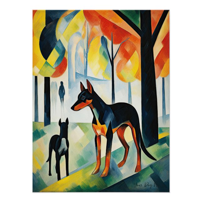 Doberman dog walking in the park 05 - Madeleine Ma Poster (Front)