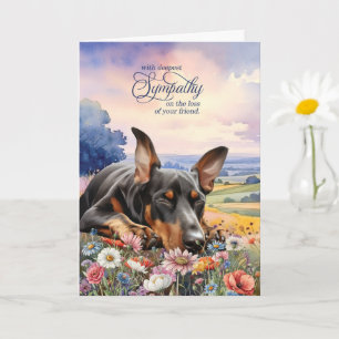 Doberman Dog with Wildflowers Pet Sympathy Card