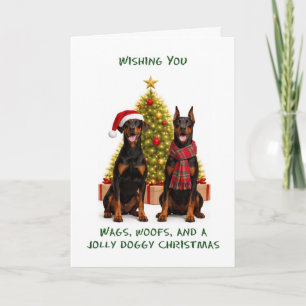 Doberman Dogs Christmas Holiday Card