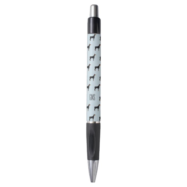 Doberman Dogs Pattern Monogrammed Pen (Front Vertical)