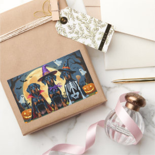 Doberman Dogs Pumpkin Halloween Funny Sticker