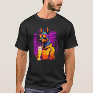 Doberman Drinking Beer For Mom Dad Dobie T-Shirt