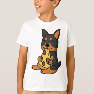 Doberman Eating Pizza Dog  T-Shirt