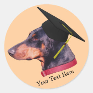 Doberman En Sticker Pour Chien De Cap Graduation
