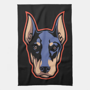 Doberman Face Kitchen Towel