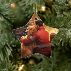 Doberman Firefighter Christmas Ornament Dog Lovers