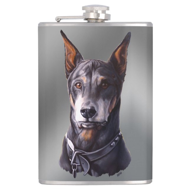 Doberman Flask Personalize Doberman Pinscher Flask (Front)