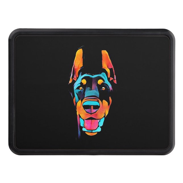 Doberman Gift | Doberman Colorful Trailer Hitch Cover (Front)