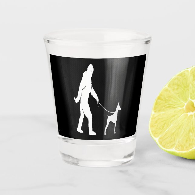 Doberman Gift | People Together Doberman Walking Shot Glass (Front)