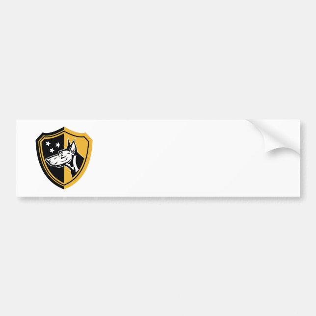 Doberman Guard Dog Stars Shield Bumper Sticker (Front)