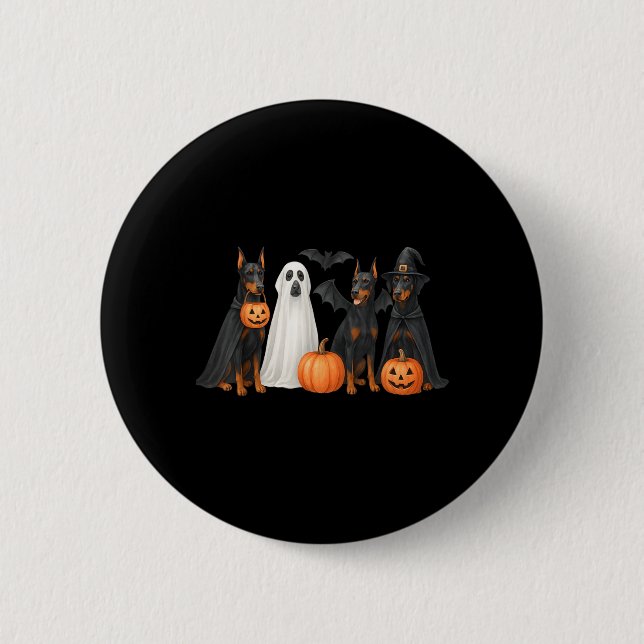 Doberman Halloween Costume Fun Doberman Halloween 2 Inch Round Button (Front)
