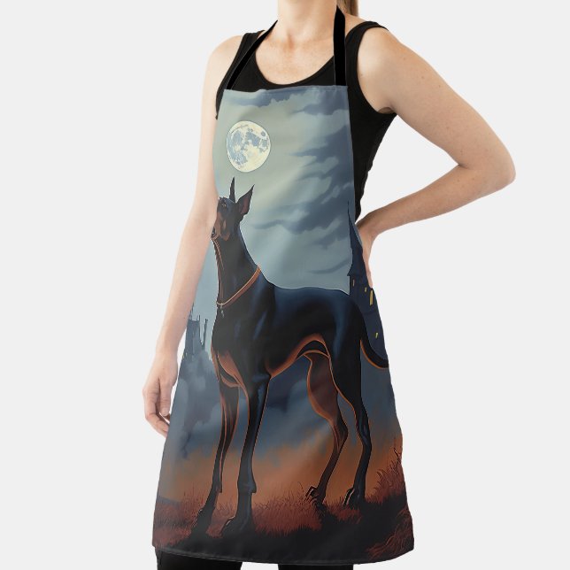 Doberman Halloween Scary Apron (Insitu)