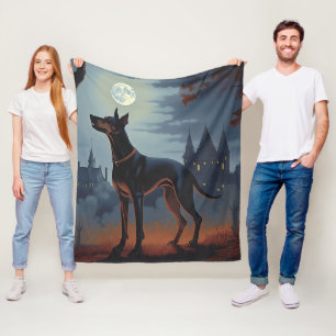 Doberman Halloween Scary Fleece Blanket