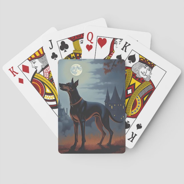 Doberman Halloween Scary Playing Cards (Back)