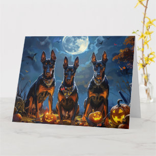 Doberman Halloween Spooky Card