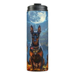 Doberman Halloween Spooky Thermal Tumbler