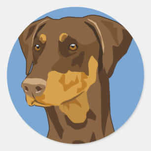 Doberman Head, Red, Uncropped Classic Round Sticker