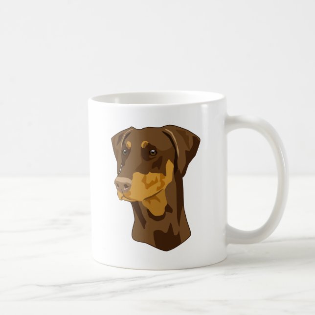 Doberman Head, Red, Uncropped Coffee Mug (Right)