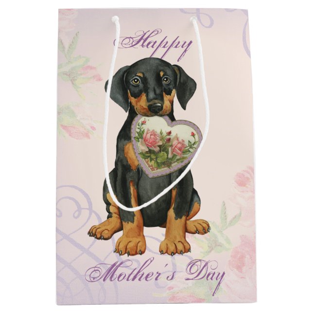 Doberman Heart Mom Medium Gift Bag (Front)