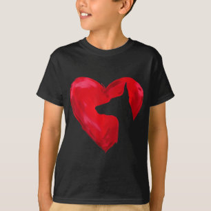 Doberman Heart silhouette Valentine's Day Dog Love T-Shirt
