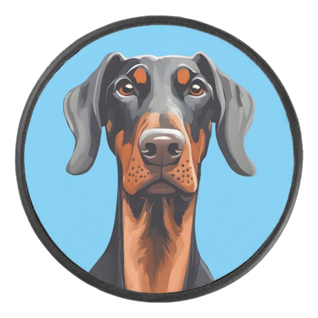 Doberman Hockey Puck (Front)
