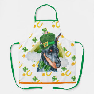 Doberman Holiday Home Decor St Patrick's Day Dog Apron