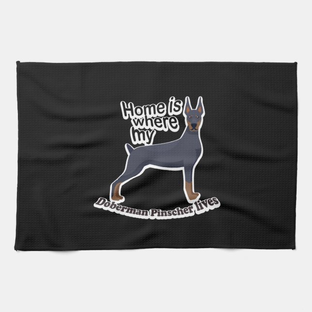 Doberman Home Kitchen Towel (Horizontal)