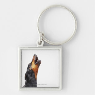 Doberman howling keychain