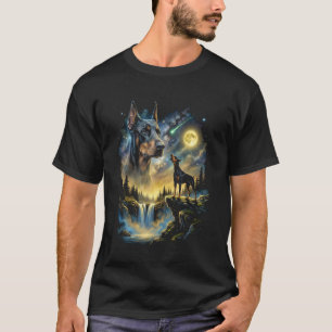 Doberman Howling to The Moon Meme Funny 90's Dober T-Shirt