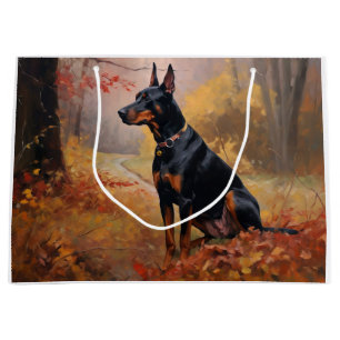 Doberman in Autumn Leaves Fall Inspire Large Gift Bag