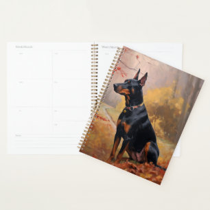 Doberman in Autumn Leaves Fall Inspire Planner