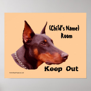 Doberman Keep Out Kids Room Personalized Poster