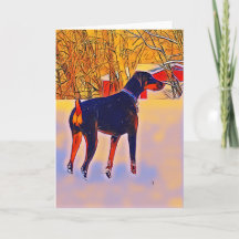 Doberman Late Fall carte de voeux vide