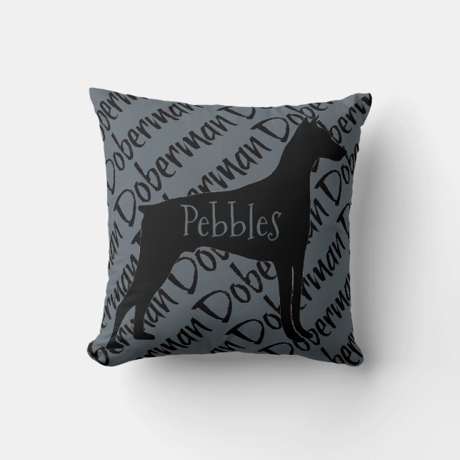 Doberman Love Custom Throw Pillow (Front)