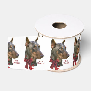 Doberman Merry Christmas Grosgrain Ribbon