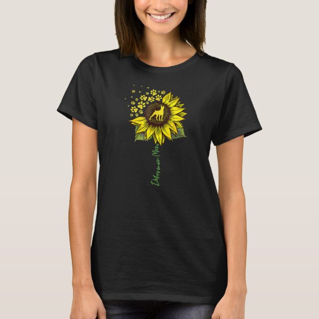 Doberman Mom Sunflower Doberman Pinscher Dog Mom T-Shirt (Front)