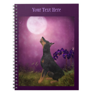 Doberman Moon Fantasy Dog Art Notebook