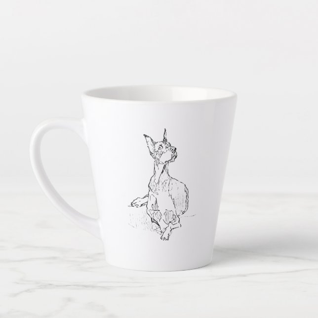 Doberman Mug – Minimalist Dog Coffee Mug (Left)