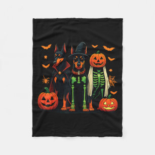 Doberman Mummy Ghost Witch Funny Dog Costume Fleece Blanket