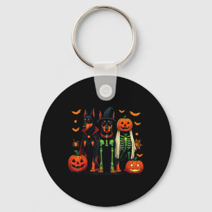 Doberman Mummy Ghost Witch Funny Dog Costume Keychain