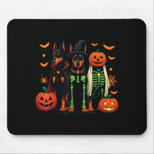 Doberman Mummy Ghost Witch Funny Dog Costume Mouse Pad