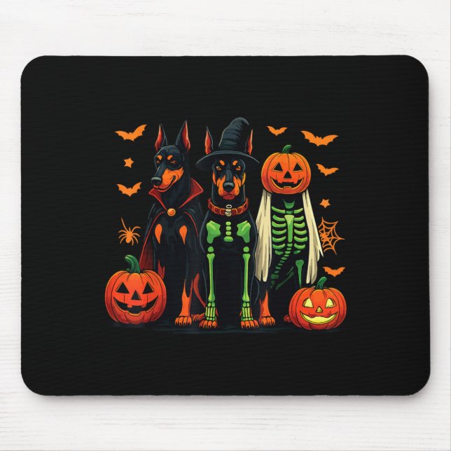 Doberman Mummy Ghost Witch Funny Dog Costume Mouse Pad (Front)