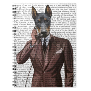 Doberman on Phone Notebook