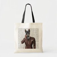 Doberman on Phone