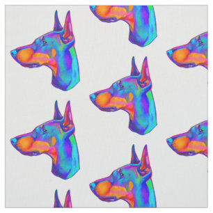 Doberman Pincher in Colours Fabric