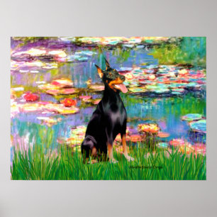 Doberman Pinscher1 - Lilies 2 Poster