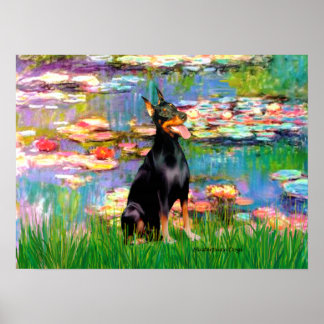 Doberman Pinscher1 - Lilies 2 Poster