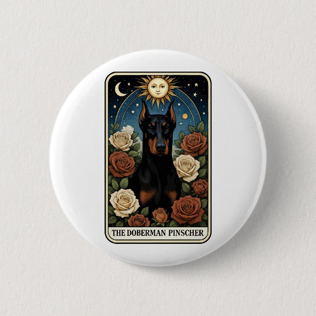 Doberman Pinscher 2 Inch Round Button (Front)