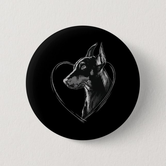 Doberman Pinscher 2 Inch Round Button (Front)